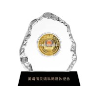 水晶镶纪念章定制纯金章银章订做 摆件足金足银聚会企业礼品