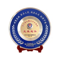 纯铜纪念盘定制从警纪念盘纪念礼品金属奖杯奖牌奖盘奖碟退休纪念